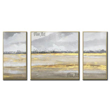 Load image into Gallery viewer, 3PCS Group Golden Design Abstract Oil Painting Art Unframed High Quality Handmade Wall Hangings Canvas Art Picture Artwork