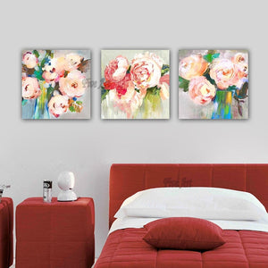 Home decorative 3pcs oilpainting hand-painted abstract flower oil painting modern living room painting decoration unframe