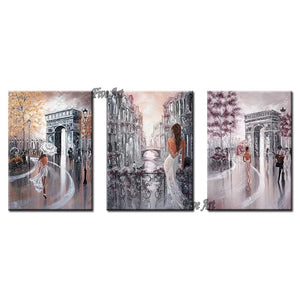 Living Room Decor 3PCS Group Sexy Lady Picture Oil Painting Canvas Art Free Ship Real Handmade Abstract Wall Decor Canvas Art