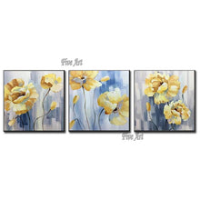 Load image into Gallery viewer, Decorative Item 100% Hand-painted 3PCS Flower Art Light Color Canvas Oil Painting Cheap Unframed Wall Canvas Art Hanging Picture