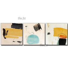Load image into Gallery viewer, Pure handmade abstract yellow and blue oil painting on canvas 3pcs modern canvas painting wall art for home decor unframed
