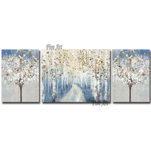 Load image into Gallery viewer, 3PCS 1 Set Living Room Decor White Forest Trees Oil Painting Art Hand-painted Abstract Wall Decor Canvas Artwork Wall Pieces