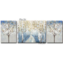 Load image into Gallery viewer, 3PCS 1 Set Living Room Decor White Forest Trees Oil Painting Art Hand-painted Abstract Wall Decor Canvas Artwork Wall Pieces