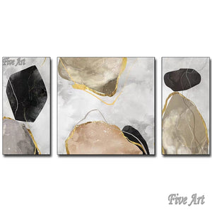3PCS 1 Set Artist Hand painted Modern Abstract Oil Painting on Canvas handmade Abstract Yellow Oil Paintings for Living Room