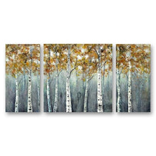 Load image into Gallery viewer, Birch Trees Picture Art Handmade Abstract Living Room Decoration Oil Painting 3 Panels Wall Canvas Art Unframed Wall Picture