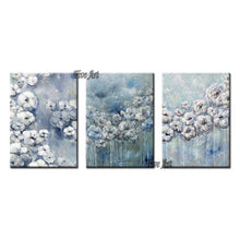 Load image into Gallery viewer, Modern Living Room Decor 3 Pieces Unframed Palette Knife Texture Flower Oil Painting Hot Selling Abstract Floral Wall Canvas Art