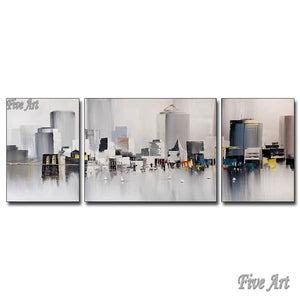 100% Handpainted Paintings Unframe Abstract City Night  Modern Landscape Painting For Living Room Fashion Bar Pub Wall Art Decor