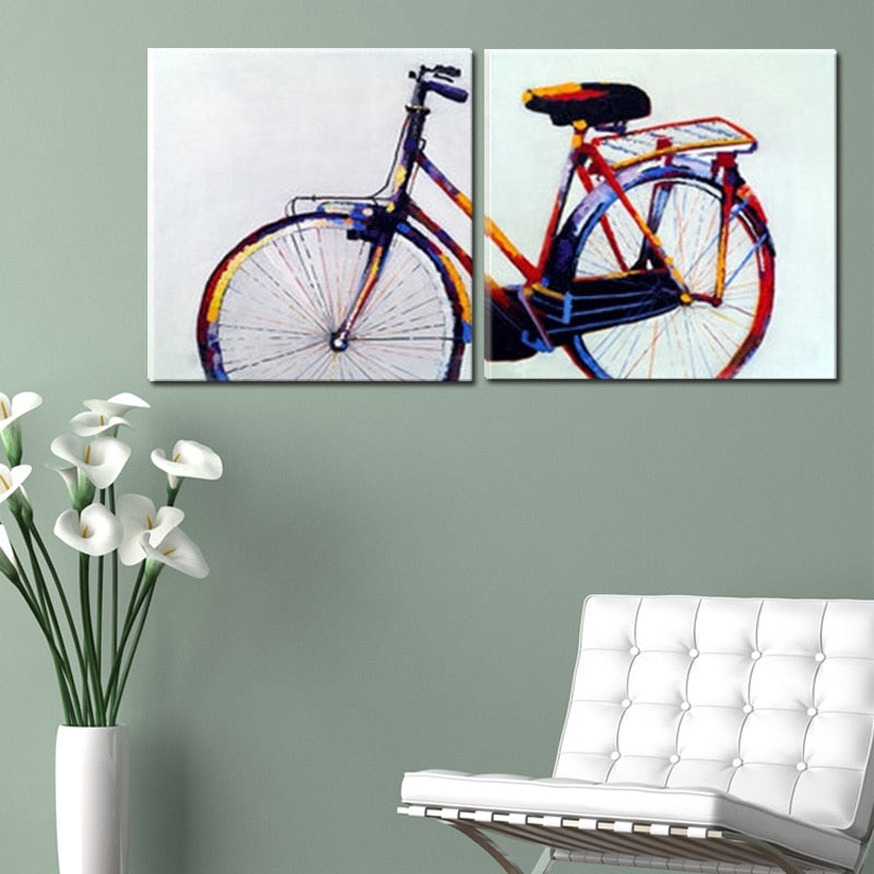 Bicycle Painting Direct From Artist Hand painted Modern Abstract Oil Painting On Canvas Wall Art  Decoration No Framed CT009