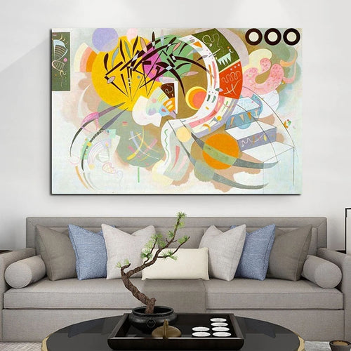 100% Hand Painted Oil Paintings Wassily Kandinsky's dominant curve circa 1936 Modern Abstract Wall Art Pictures Christmas Gift