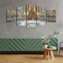 Load image into Gallery viewer, Modern Canvas Painting City Golden Christmas Tree Posters and Prints Wall Art Picture for Living Room Decor with Frame
