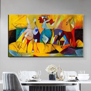 100% Hand Painted Vasily Kandinsky Famous Oil Paintings Wall Art Room Decoration Paintings Christmas Gift Wall Pictures