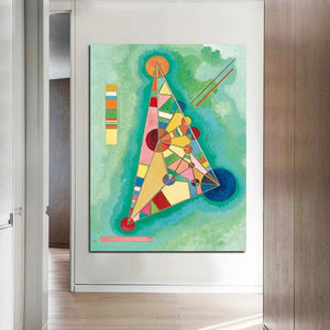 100% Hand Painted Abstract Vintage Wassily Kandinsky Triangle 1927 Famous Oil Painting Wall Art Room Home Decor Christmas Gift