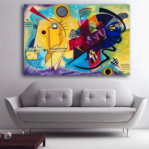 100%Hand Painted Oil Paintings Famous Bicycle Red Blue 1925 Abstract Kandinsky Canvas Wall Art Picture Room Decor Christmas Gift