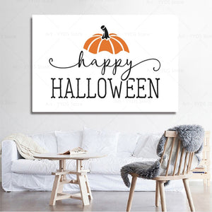 Happy Halloween Pumpkin Canvas Painting Farmhouse Signs Artwork Posters and Prints Wall Art Pictures for Living Room Decoration