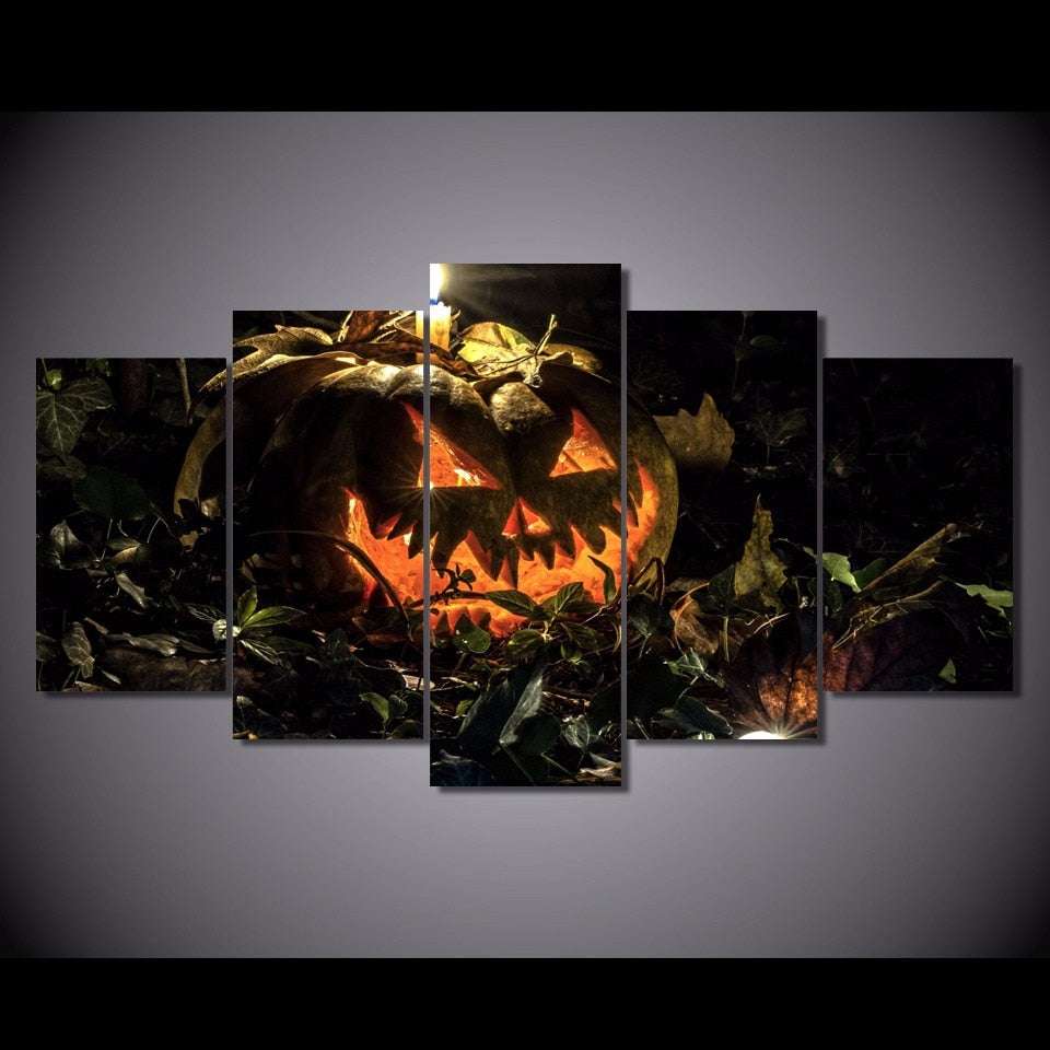 Modern Wall Art Frame Canvas HD Printed Painting Modular Holiday Home Decor Pictures 5 Pieces Halloween Pumpkin Poster