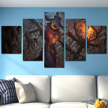 Load image into Gallery viewer, Canvas painting wall art HD Halloween poster Pumpkin wizard 5 paintings custom print Room Decoration anime picture