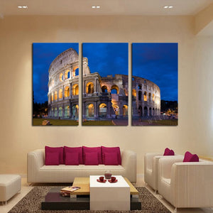 Unframed 3 Pcs Historic Building Canvas Print Painting Artwork Modern Home Wall Decor Canvas Art HD Picture Paint on Canvas