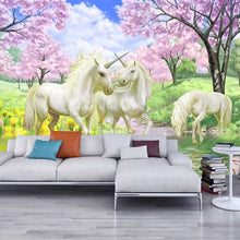 Load image into Gallery viewer, Custom 3D Mural Wallpaper Unicorn Dream Cherry Blossom TV Background Wall Pictures For Kids Room Bedroom Living Room Wallpaper - SallyHomey Life&#39;s Beautiful