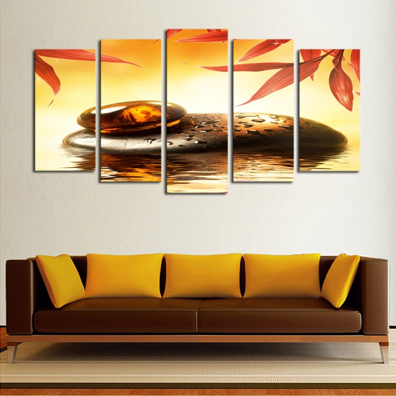 Unframed 5 Pcs Stone Landscape Picture Print Painting Modern Canvas Wall Art for Wall Decor Home Decoration Artwork