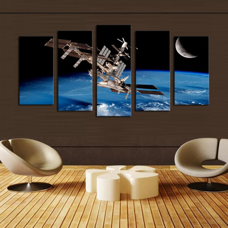 Unframed 5 Pcs Satellite Space Landscape Picture Print Painting Modern Canvas Wall Art for Wall Decor Home Decoration Artwork