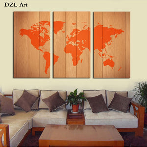 Drop Shipping World Map Painting Wall Art Paintings Picture Paiting Canvas Paints Home Decor Printed Painting  3 Pieces