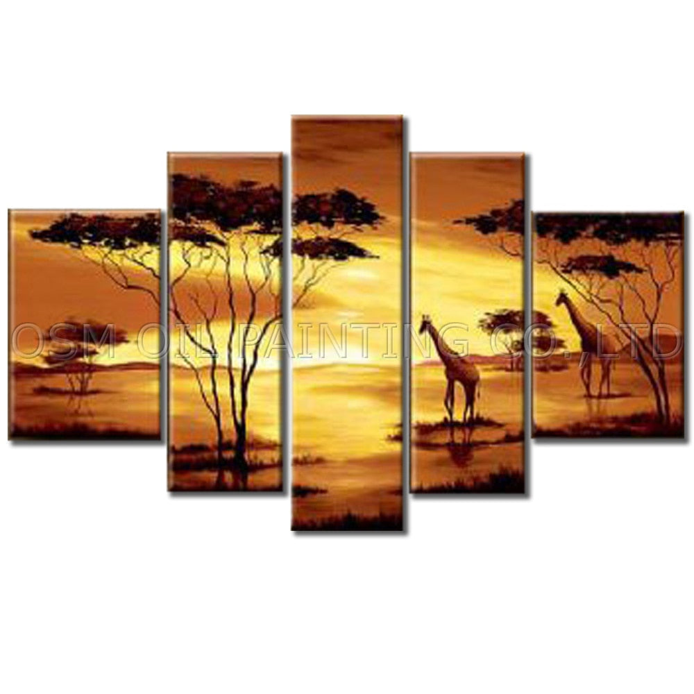 Top Artist Handmade High Quality Modern Wall Art Oil Painting on Canvas Beautiful Golden African Landscape Oil Painting