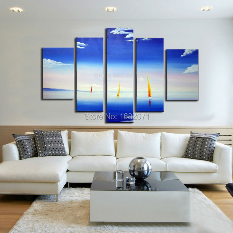 Top Artist Handmade High Quality Abstract Landscape Oil Painting on Canvas Beautiful Blue Sea Oil Painting for Living Room