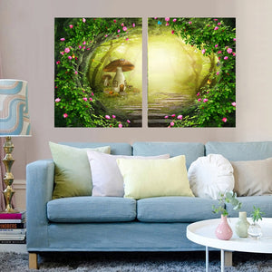 2 Panel Home Decor Pictures 3D Flower Wall Art Posters and Prints Wall Picture for Living Room HD Canvas Print Paintings HY149 - SallyHomey Life's Beautiful