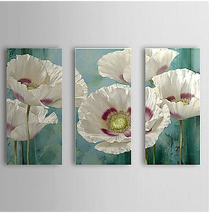 3 pcs Hand Painted Canvas Painting-Flower Oil Painting-Modern Abstract Canvas Wall Art for Home Decor
