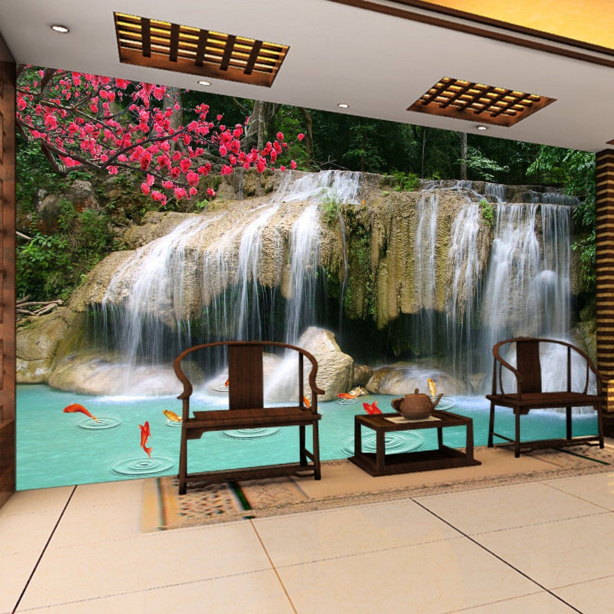 Custom Mural Wallpaper 3D Non-woven Waterfall Landscape Wall Decorations Living Room Kitchen Pictures Modern Wallpaper For Walls - SallyHomey Life's Beautiful