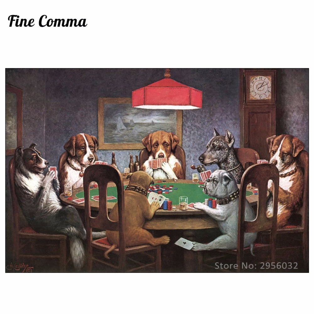 A Friend in Need Dogs Playing Poker by Cassius Marcellus Coolidge Hand painted Oil Painting Reproduction Replica Wall Art Canvas