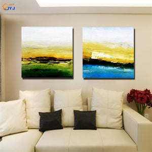 2pcs Large Mountain Picture 100% Handmade Oil Painting on Canvas Wall Art Gift for Living Room Home Decoration No Framed  FC015