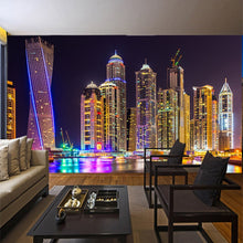 Load image into Gallery viewer, Custom 3D Photo Wallpaper Dubai Night View City Building Wall Mural Wall Papers Home Decor Living Room Background Wall Painting - SallyHomey Life&#39;s Beautiful