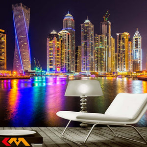 Custom 3D Photo Wallpaper Dubai Night View City Building Wall Mural Wall Papers Home Decor Living Room Background Wall Painting - SallyHomey Life's Beautiful