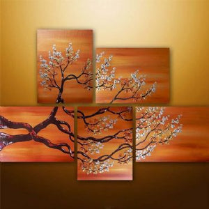5pcs Hand Painted Oil Painting Gentle Lilies Asian Summer I-Modern Canvas Art Wall Decor-Floral Oil Painting Wall Art