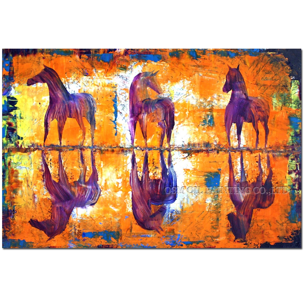 Experienced Artist Handmade High Quality Abstract Horses Oil Painting on Canvas Abstract Horse Inverted Image For Wall Art