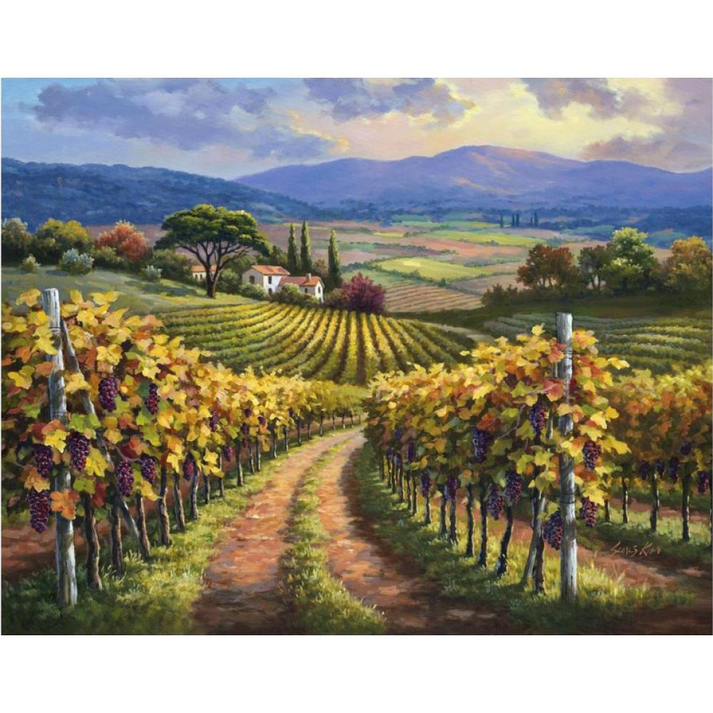Hand Painted modern art Landscapes Oil painting canvas Vineyard Hill wall decor High quality
