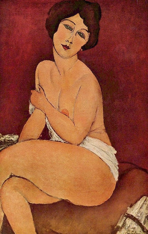 Nude Sitting on a Divan Amedeo Modigliani Framed oil painting for sale online High quality Portrait painting Woman Hand painted