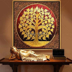 new products 2018 wall art paintings abstract bodhi leaves painting southeast asia decorative paintings handmade 3d oil painting