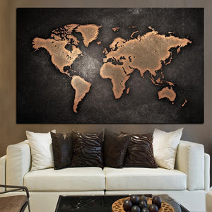 Abstract 3D World Map Canvas Painting - SallyHomey Life's Beautiful