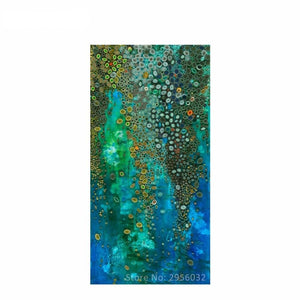 Blue Klimt Style Abstract Oil Painting Hand Painted Large Canvas Wall Decor Art for Living Room Bedroom Handmade Canvas Wall Art