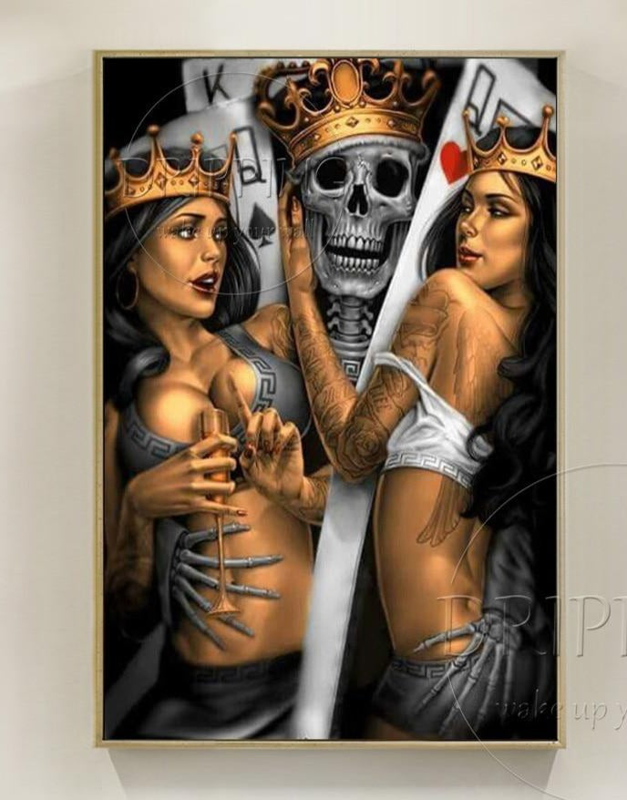 Professional Artist Pure Handmade High Quality Poker Oil Painting on Canvas Realist Poker Painting for Living Room Decoration