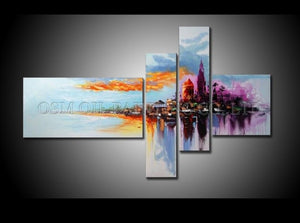 Professional Artist Pure Handmade Abstract Urban Landscape Oil Painting on Canvas High Quality Abstract City Oil Painting