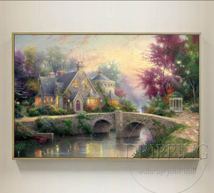 Artist Hand-painted High Quality Landscape Manor Oil Painting on Canvas Handmade Beautiful Europe Landscape Manor Oil Painting