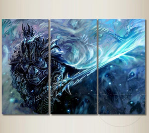 Hand-painted Wall Artwork Abstract Arthas Menethil Holding Frostmourne Painting Handmade Arthas Oil Painting for Friends Gift