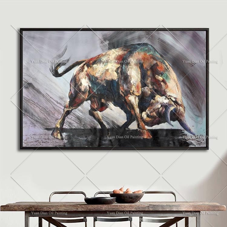 Big Size Free DHL Express High Quality Modern Abstract Bull Fighting Oil Painting On Canvas Top Quality Bull fight Oil Painting