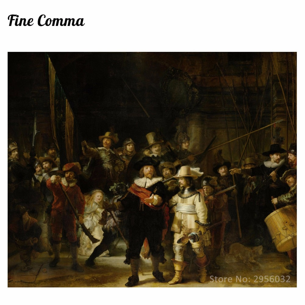 The Night Watch 1642 by Rembrandt van Rijn Hand painted Oil Painting Reproduction Replica Copy Wall Art Canvas Painting Bedroom