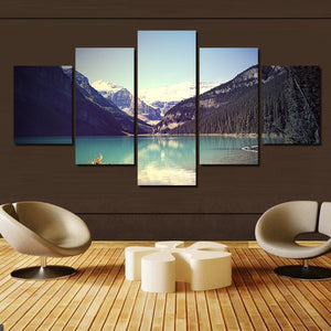 Unframed 5 Piece Hot Sell Modern Wall Painting Mountain Lake Home Art Pictures Paint On Canvas Print Decor For The House