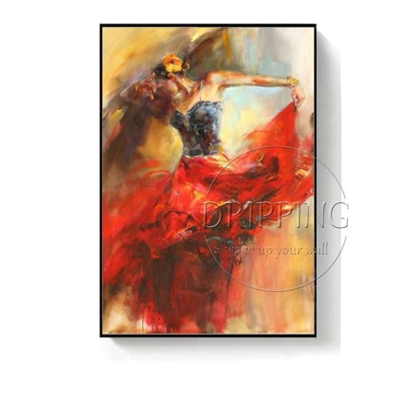 High Quality Wall Decor Artist Hand-painted Impressionist Spain Dance Flamenco Oil Painting on Canvas Vivid Dancer Painting