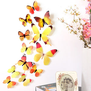 12Pcs Butterflies Wall Sticker Decals Stickers on the wall New Year Home Decorations 3D Butterfly PVC Wallpaper for living room - SallyHomey Life's Beautiful